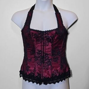 Frederick's of Hollywood Dream Lace Halter Corset Size 34 Vamp Goth Whimsigoth